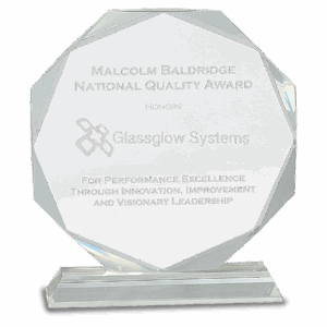 Octogon Crystal Award laser engraved